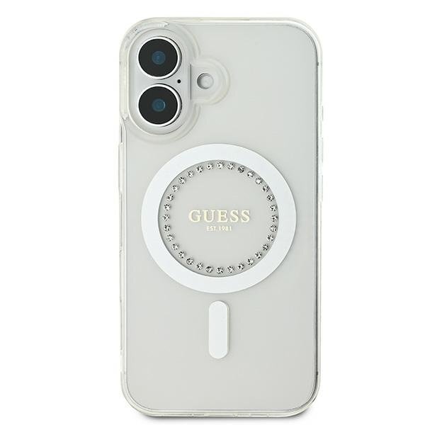 iPhone 16 Guess IML Rhinestones MagSafe dėklas – baltas 2