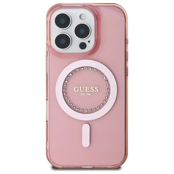 iPhone 16 Pro – Guess IML Rhinestones MagSafe dėklas - Rožinis 2 iPhone 16 Pro – Guess IML Rhinestones MagSafe dėklas - Rožinis 2