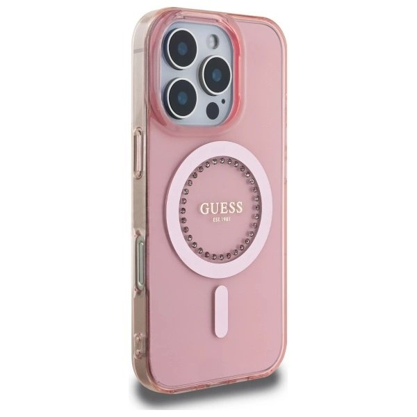 iPhone 16 Pro – Guess IML Rhinestones MagSafe dėklas - Rožinis 3 iPhone 16 Pro – Guess IML Rhinestones MagSafe dėklas - Rožinis 3