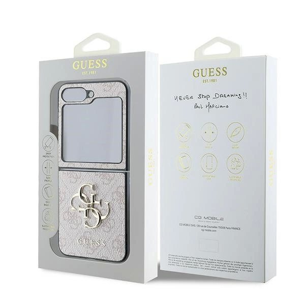 Guess Leather 4G Metal Logo Dėklas Samsung Galaxy Z Flip 6 - rožinis 7 Guess Leather 4G Metal Logo Dėklas Samsung Galaxy Z Flip 6 - rožinis 7