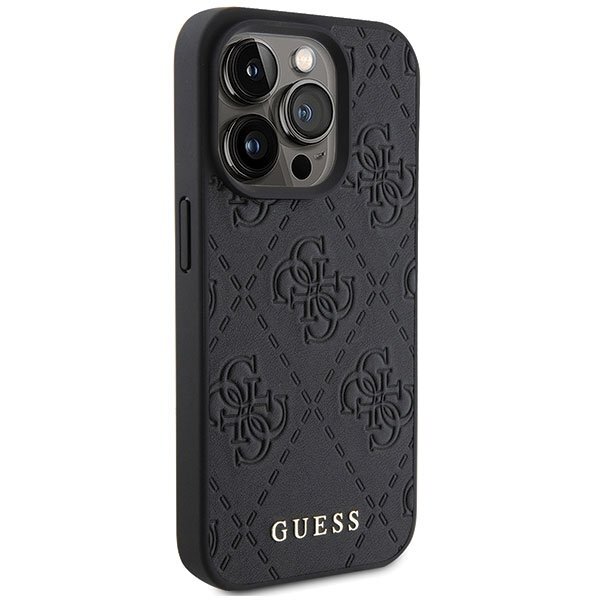 iPhone 15 Pro Max Guess Leather 4G Stamped dėklas – juodas 3