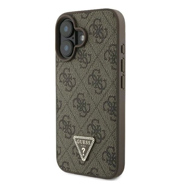 iPhone 16 Plus – Guess Leather 4G Triangle Strass MagSafe dėklas - Rudas 1