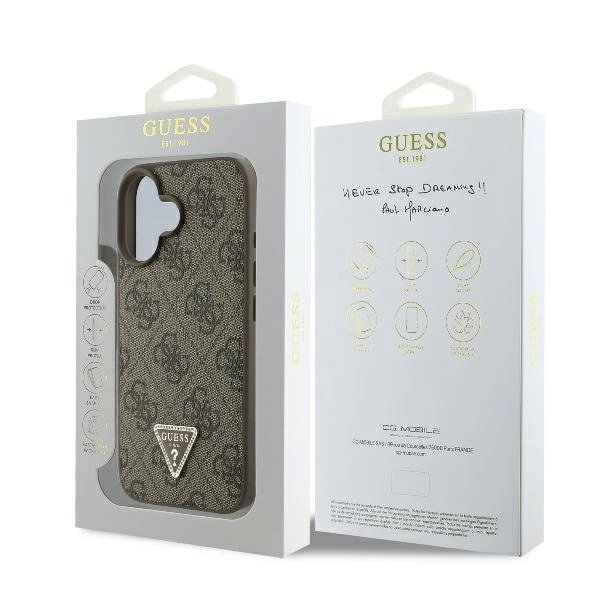 iPhone 16 Plus – Guess Leather 4G Triangle Strass MagSafe dėklas - Rudas 7 iPhone 16 Plus – Guess Leather 4G Triangle Strass MagSafe dėklas - Rudas 7