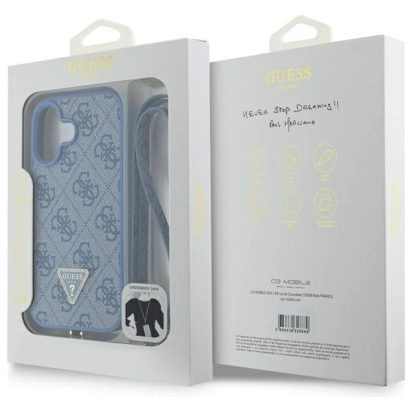 iPhone 16 – Guess Leather Metal Logo Strass Crossbody dėklas - Mėlynas 7 iPhone 16 – Guess Leather Metal Logo Strass Crossbody dėklas - Mėlynas 7