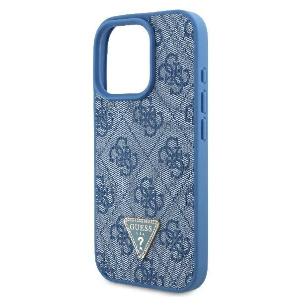 iPhone 16 Pro – Guess Leather Metal Logo Strass Crossbody dėklas - Mėlynas 5