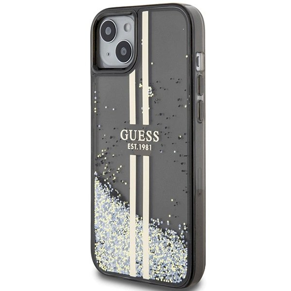 Originalus Guess dėklas Liquid Glitter Auksinis StripesiPhone 15 / 14 / 13 - Juodas 1 Originalus Guess dėklas Liquid Glitter Auksinis StripesiPhone 15 / 14 / 13 - Juodas 1
