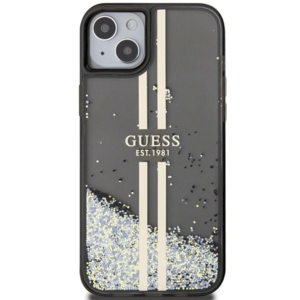 Originalus Guess dėklas Liquid Glitter Auksinis StripesiPhone 15 Plus / 14 Plus - Juodas 2 Originalus Guess dėklas Liquid Glitter Auksinis StripesiPhone 15 Plus / 14 Plus - Juodas 2