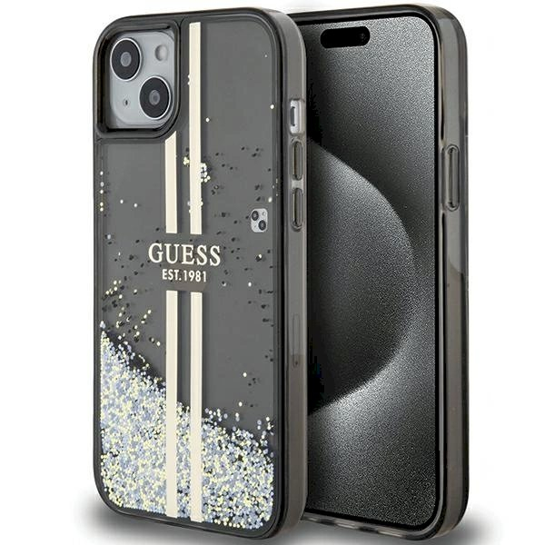 Originalus Guess dėklas Liquid Glitter Auksinis StripesiPhone 15 Plus / 14 Plus - Juodas Originalus Guess dėklas Liquid Glitter Auksinis StripesiPhone 15 Plus / 14 Plus - Juodas