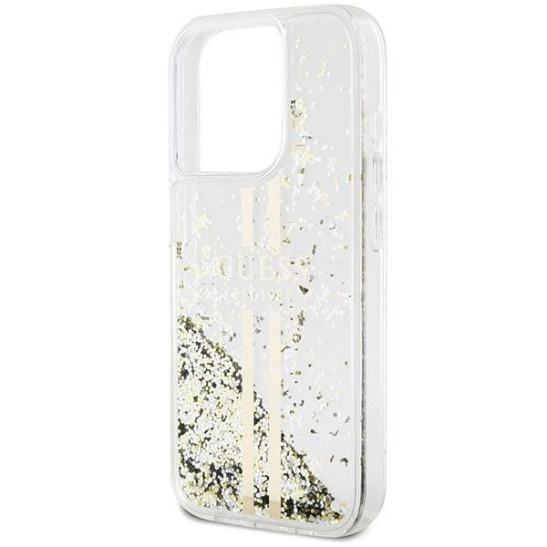 Originalus Guess dėklas Liquid Glitter Auksinis StripesiPhone 15 Pro - transparent 5 Originalus Guess dėklas Liquid Glitter Auksinis StripesiPhone 15 Pro - transparent 5