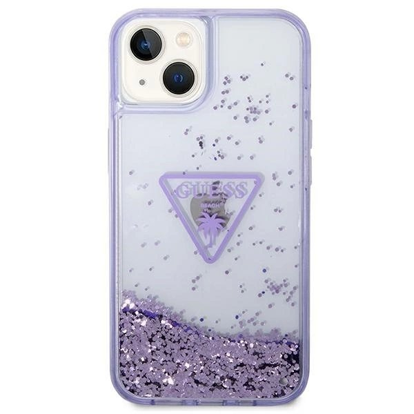 Guess Liquid Glitter Palm Collection Dėklas skirtas iPhone 14 Plus 6.7" - Violetinis 2 Guess Liquid Glitter Palm Collection Dėklas skirtas iPhone 14 Plus 6.7" - Violetinis 2