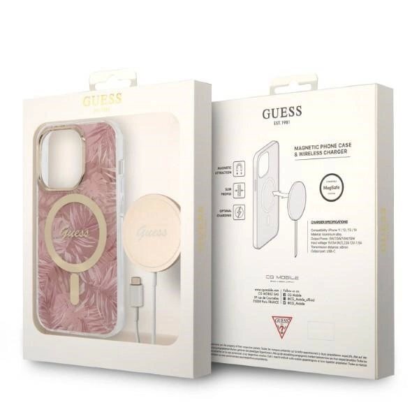 iPhone 14 Pro 6.1" Guess MagSafe dėklas + įkroviklio rinkinys – rožinis 9