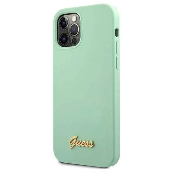 Guess Metal Logo Script Dėklas skirtas iPhone 12 Pro Max 6.7&quot; - Žalias 1