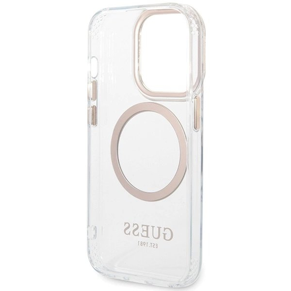 iPhone 15 Pro Guess Metal Outline MagSafe dėklas - auksinis 6 iPhone 15 Pro Guess Metal Outline MagSafe dėklas - auksinis 6