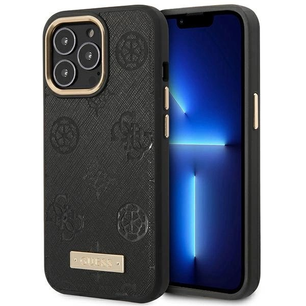 Guess Peony Logo Plate MagSafe Dėklas skirtas iPhone 14 Pro Max 6.7" - Juodas Guess Peony Logo Plate MagSafe Dėklas skirtas iPhone 14 Pro Max 6.7" - Juodas