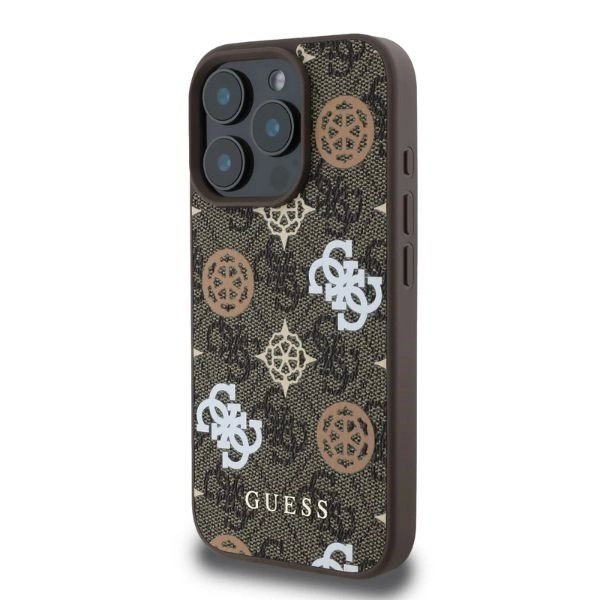 iPhone 16 Pro Guess Peony On 4G Background MagSafe dėklas - rudas 2
