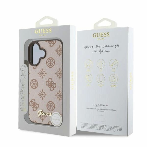 Guess Peony Script MagSafe iPhone 16 Dėklas - Rudas 3 Guess Peony Script MagSafe iPhone 16 Dėklas - Rudas 3