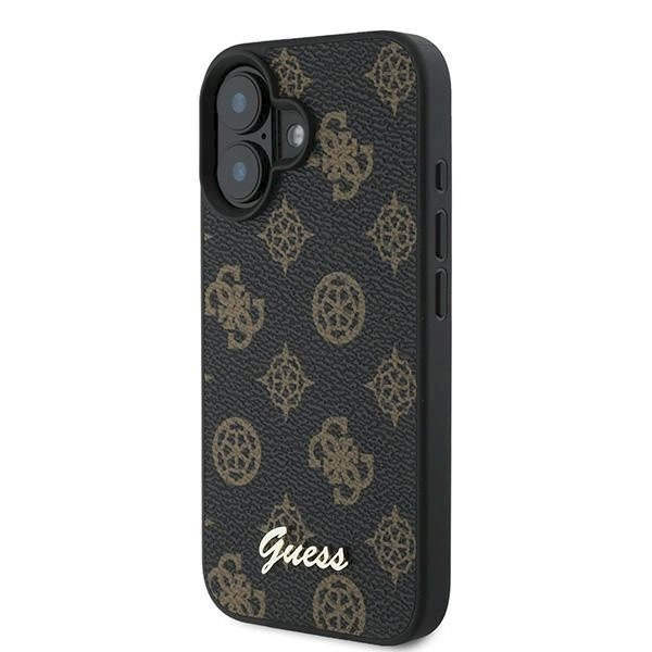 Guess Peony Script MagSafe iPhone 16 Plus Dėklas - juodas 1 Guess Peony Script MagSafe iPhone 16 Plus Dėklas - juodas 1