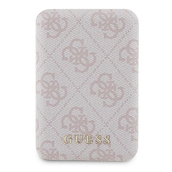 Išorinė baterija Guess GUPB5FP4EMGP 5000 mAh 15 W indukcinė su MagSafe – rožinė, 4G Leather Metal Logo Išorinė baterija Guess GUPB5FP4EMGP 5000 mAh 15 W indukcinė su MagSafe – rožinė, 4G Leather Metal Logo