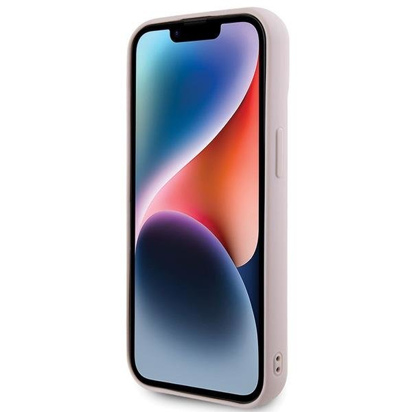 Dėklas Guess Quilted Metal Logo iPhone 15 - Rožinis 4 Dėklas Guess Quilted Metal Logo iPhone 15 - Rožinis 4