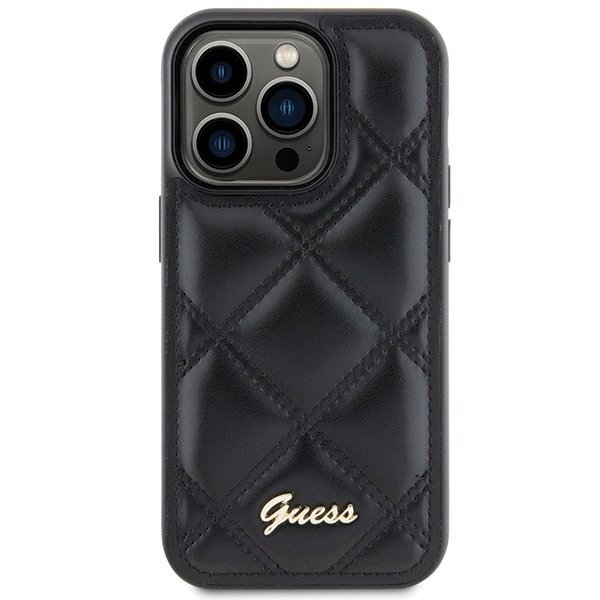 iPhone 15 Pro Max dėklas Guess Quilted Metal Logo – juodas 2