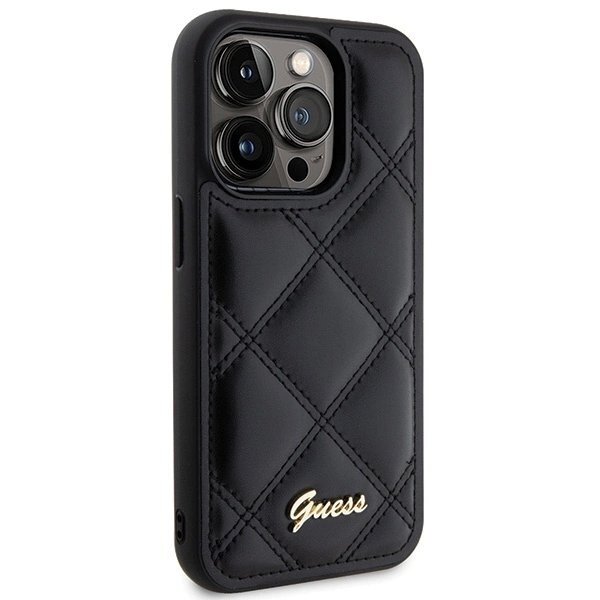 iPhone 15 Pro Max dėklas Guess Quilted Metal Logo – juodas 3 iPhone 15 Pro Max dėklas Guess Quilted Metal Logo – juodas 3