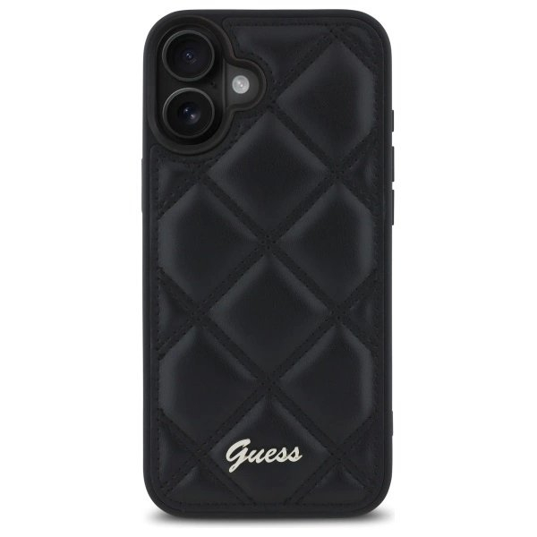 iPhone 16 Plus – Guess Quilted Metal Logo dėklas - Juodas 2 iPhone 16 Plus – Guess Quilted Metal Logo dėklas - Juodas 2
