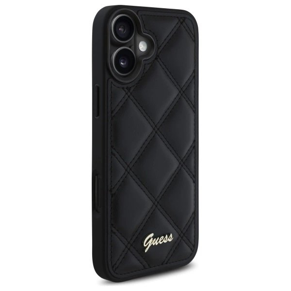 iPhone 16 Plus – Guess Quilted Metal Logo dėklas - Juodas 3 iPhone 16 Plus – Guess Quilted Metal Logo dėklas - Juodas 3