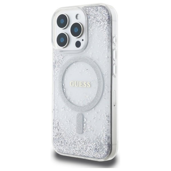 iPhone 16 Pro Guess Resin Gradient Glitter MagSafe dėklas – sidabrinis 1 iPhone 16 Pro Guess Resin Gradient Glitter MagSafe dėklas – sidabrinis 1