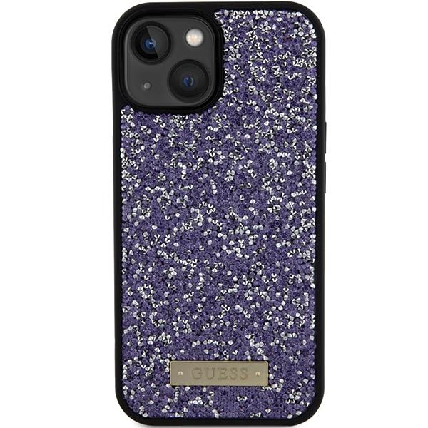 Guess Rhinestone Metal Logo Dėklas skirta iPhone 15 - rožinis 2 Guess Rhinestone Metal Logo Dėklas skirta iPhone 15 - rožinis 2