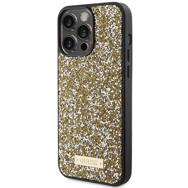Guess Rhinestone Metal Logo Dėklas skirta iPhone 15 Pro - Geltonas 1 Guess Rhinestone Metal Logo Dėklas skirta iPhone 15 Pro - Geltonas 1