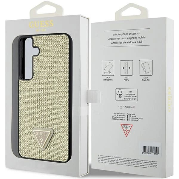 Originalus Guess dėklas Rhinestone TriangleSamsung Galaxy S24+ - Auksinis 7 Originalus Guess dėklas Rhinestone TriangleSamsung Galaxy S24+ - Auksinis 7