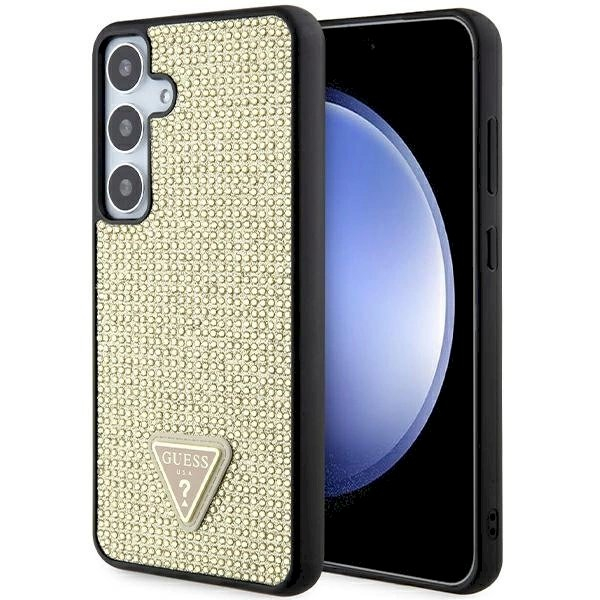 Originalus Guess dėklas Rhinestone TriangleSamsung Galaxy S24+ - Auksinis Originalus Guess dėklas Rhinestone TriangleSamsung Galaxy S24+ - Auksinis