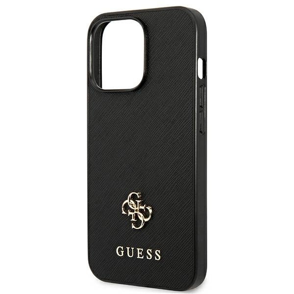 Guess Saffiano 4G Small Metal Logo Dėklas skirtas iPhone 13 Pro / 13 6.1" - Juodas 5