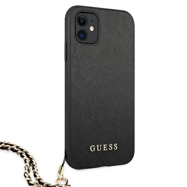 Guess Saffiano Chain Dėklas skirtas iPhone 11 6.1" / Xr - Juodas 3 Guess Saffiano Chain Dėklas skirtas iPhone 11 6.1" / Xr - Juodas 3