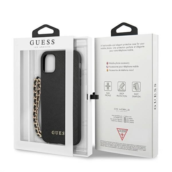 Guess Saffiano Chain Dėklas skirtas iPhone 11 6.1" / Xr - Juodas 7 Guess Saffiano Chain Dėklas skirtas iPhone 11 6.1" / Xr - Juodas 7