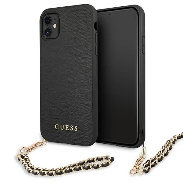 Guess Saffiano Chain Dėklas skirtas iPhone 11 6.1" / Xr - Juodas