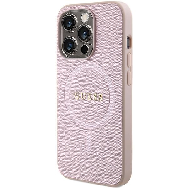 Dėklas Guess Saffiano MagSafe iPhone 15 Pro - Rožinis 1 Dėklas Guess Saffiano MagSafe iPhone 15 Pro - Rožinis 1