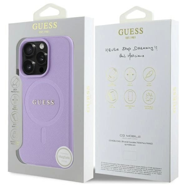 iPhone 16 Pro Max – Guess Saffiano MagSafe dėklas - Violetinis 7