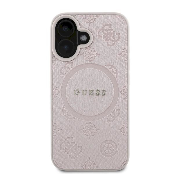 Guess Saffiano Peony Classic Logo MagSafe iPhone 16 Dėklas - Rožinis 2