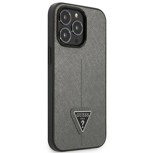 Guess Saffiano Triangle Logo Dėklas skirtas iPhone 13 Pro / 13 6.1" - Sidabrinis 3 Guess Saffiano Triangle Logo Dėklas skirtas iPhone 13 Pro / 13 6.1" - Sidabrinis 3