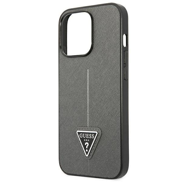 Guess Saffiano Triangle Logo Dėklas skirtas iPhone 13 Pro / 13 6.1" - Sidabrinis 5