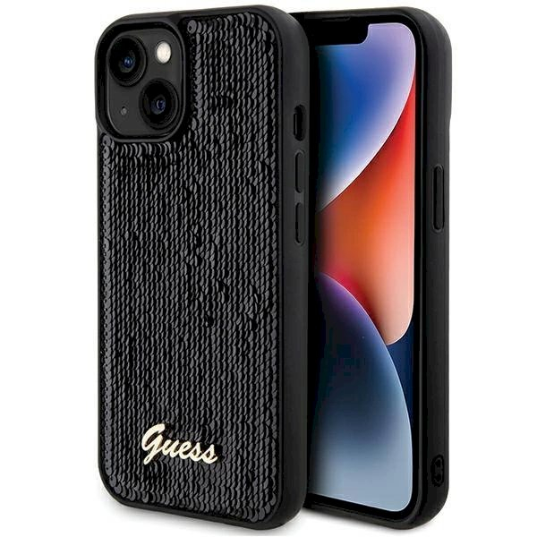 Originalus Guess dėklas Sequin Script MetaliPhone 14 / 15 / 13 - Juodas Originalus Guess dėklas Sequin Script MetaliPhone 14 / 15 / 13 - Juodas