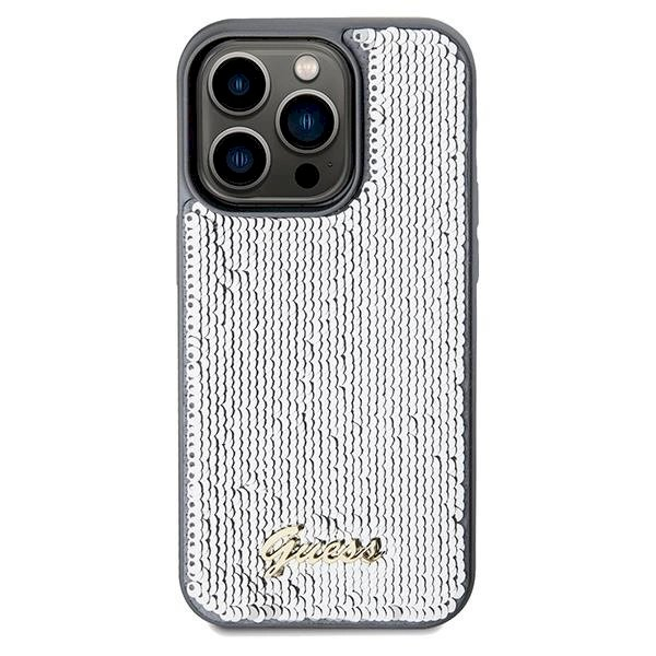 Originalus Guess dėklas Sequin Script MetaliPhone 14 Pro - silver 2 Originalus Guess dėklas Sequin Script MetaliPhone 14 Pro - silver 2
