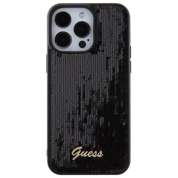 Dėklas Guess Sequin Script Metal iPhone 15 Pro Max - Juodas 2 Dėklas Guess Sequin Script Metal iPhone 15 Pro Max - Juodas 2