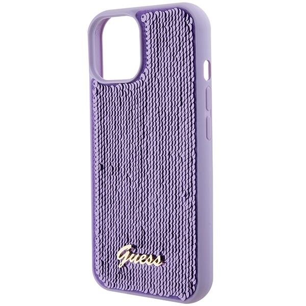 Dėklas Guess Sequin Script Metal iPhone 15 - Violetinis 6 Dėklas Guess Sequin Script Metal iPhone 15 - Violetinis 6