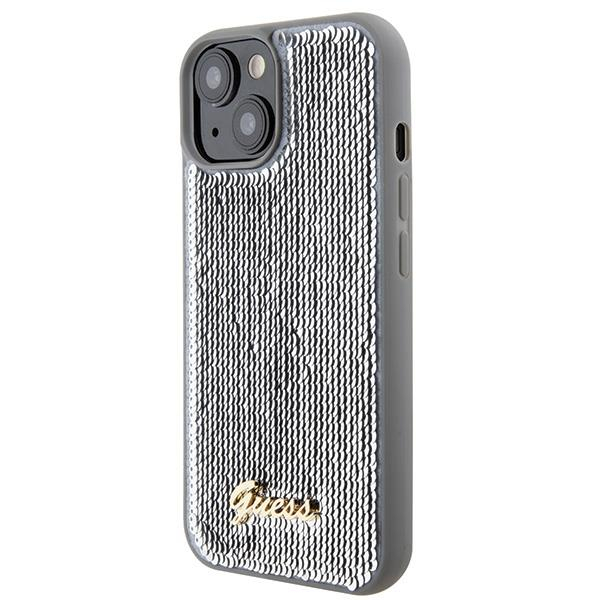 Dėklas Guess Sequin Script Metal   iPhone 15 - Pilkas 1 Dėklas Guess Sequin Script Metal   iPhone 15 - Pilkas 1