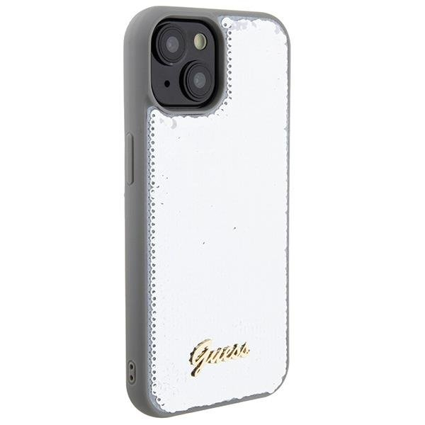 Dėklas Guess Sequin Script Metal   iPhone 15 - Pilkas 3 Dėklas Guess Sequin Script Metal   iPhone 15 - Pilkas 3