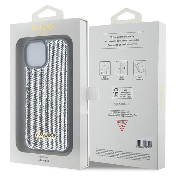 Dėklas Guess Sequin Script Metal   iPhone 15 - Pilkas 7 Dėklas Guess Sequin Script Metal   iPhone 15 - Pilkas 7