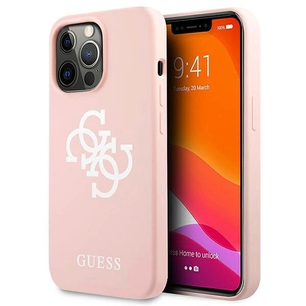 Guess Silikoninis 4G Logo Dėklas skirtas iPhone 13 Pro Max 6.7&quot; - Rožinis