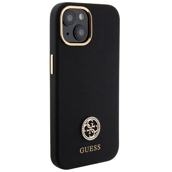 Guess Silikoninis Logo Strass 4G Dėklas skirtas iPhone 15 - Juodas 3 Guess Silikoninis Logo Strass 4G Dėklas skirtas iPhone 15 - Juodas 3